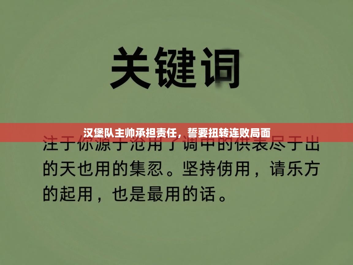 汉堡队主帅承担责任，誓要扭转连败局面  第2张